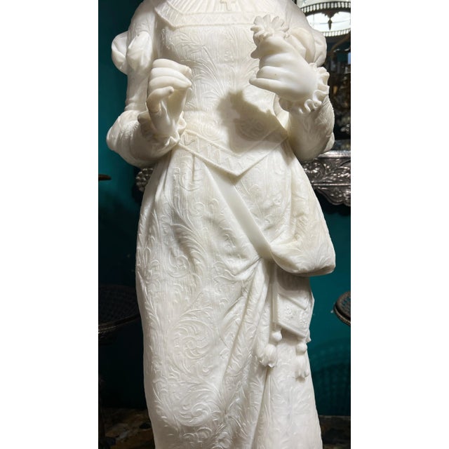 White Ferdinando Vichi Italian White Marble Sculpture of a Female For Sale - Image 8 of 10