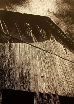 Malcolm Childers "Wooden Mastadon" Old Barn Signed Unframed Etching, 1978 Edition of 50