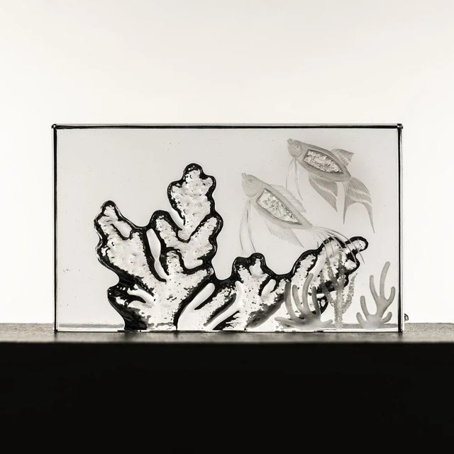 Mid-Century Modern Clear Etched Art Glass Marine Scene from Strömbergshyttan, 1950s For Sale - Image 3 of 4