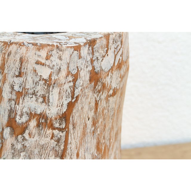 Linen Vintage Hand-Hewn Whitewashed Mortar Planter For Sale - Image 8 of 10