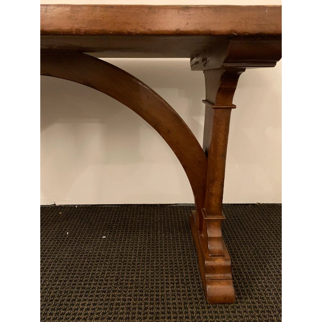 Arts & Crafts Late 20th Century Arts & Crafts Style Arched Trestle Console For Sale - Image 3 of 10