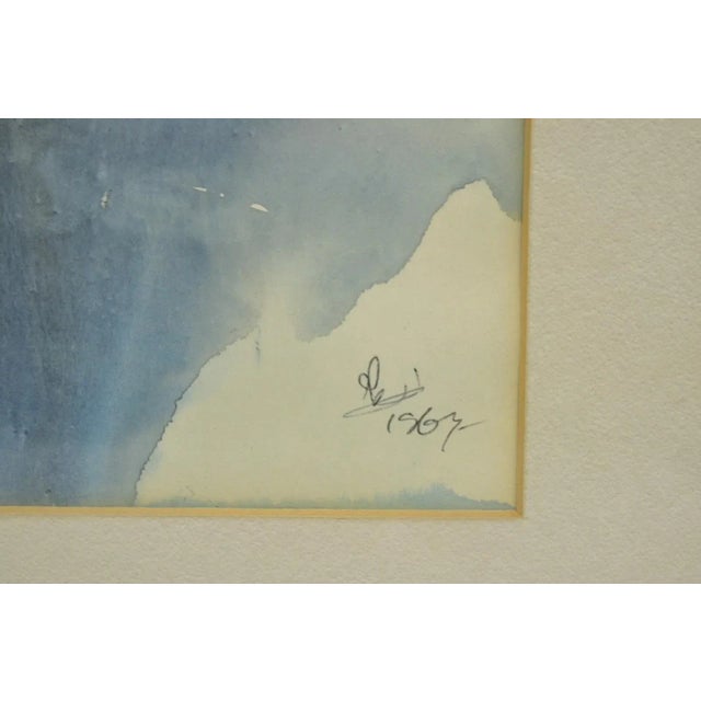 Brown Itzhak Nesher (Austrian Israeli B 1929) "String Group" Judaica Watercolor Signed For Sale - Image 8 of 13