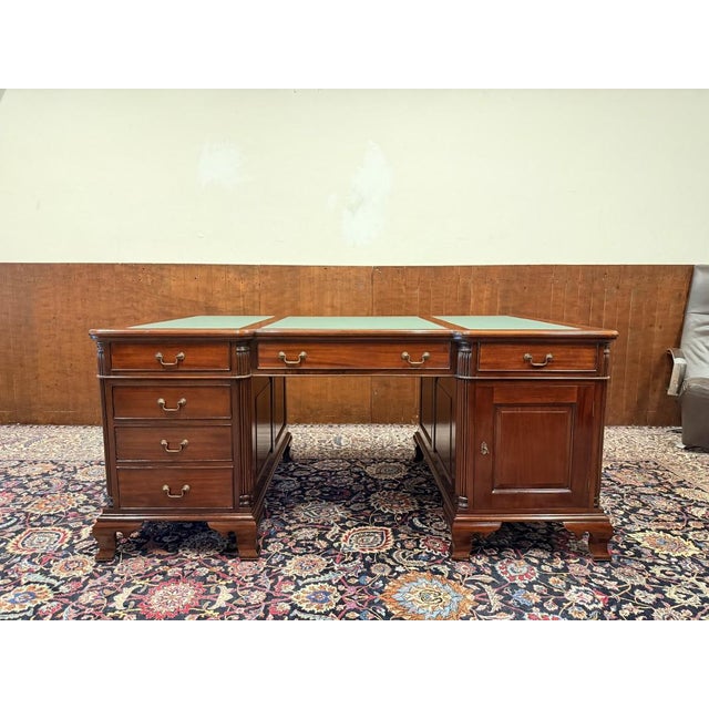 English Desk with Green Leather For Sale - Image 3 of 18