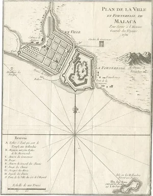 Antique Plan of the City and Fort of Malacca, 1764
