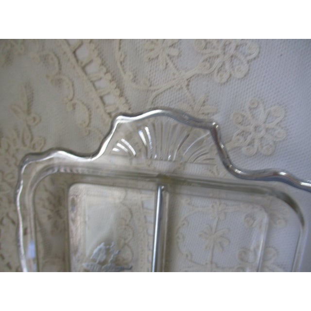 This is an Elegant! Vintage Crystal & Sterling Overlay 4 Compartment Relish Dish with a Lovely Design of Flowers in...