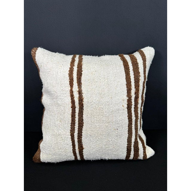 Turkish Hemp Pillow Cushion Natural Beige Brown Pillow Cushion Cover 20"x20" For Sale - Image 4 of 4