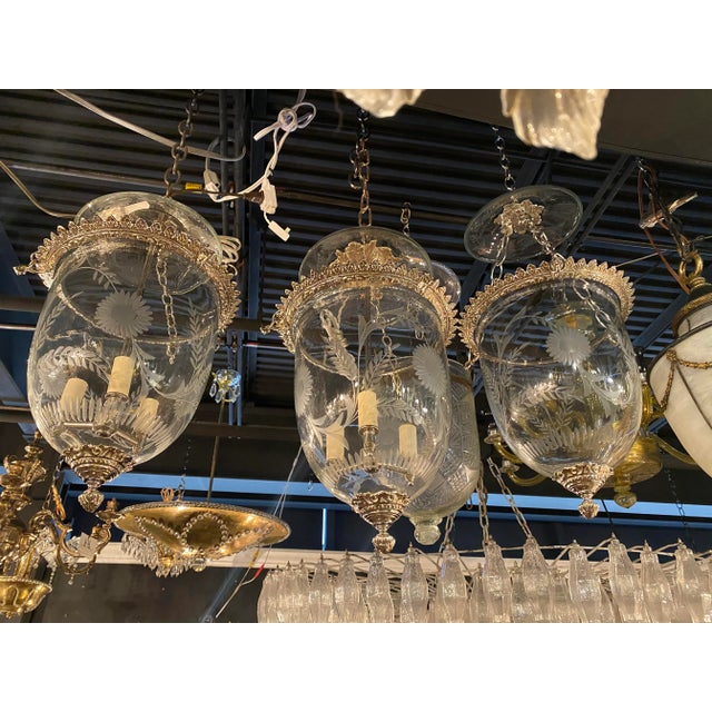 Metal 1930s French Silver Plated and Etched Glass Lantern For Sale - Image 7 of 9