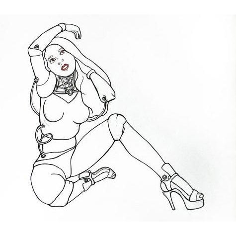 Original fine art drawing by Carla Gannis, Digita, 2005, colored pencil on vellum. Image size: 17 x 11 in. Framed size:...