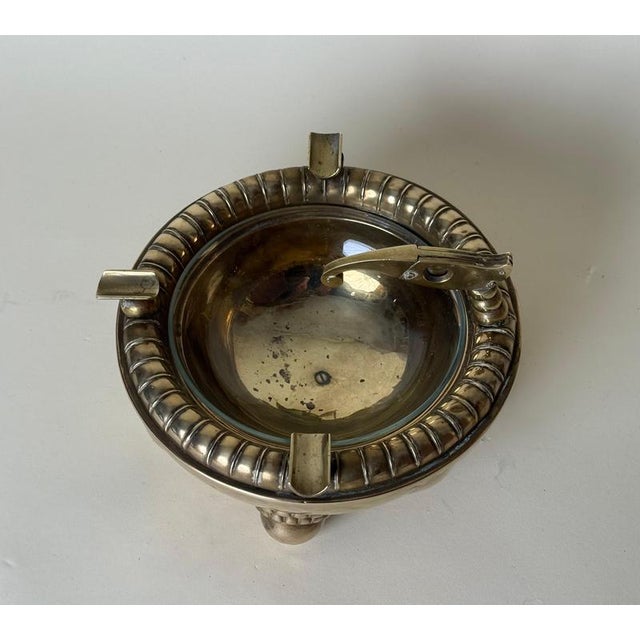 Metal Art Deco Austrian Brass Ashtray with Integrated Cigarette Cutter, 1920s For Sale - Image 7 of 13