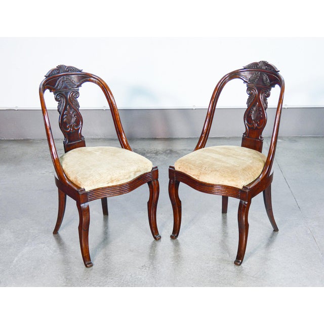 Charles X Chairs in Walnut and Velvet, 1800s, Set of 6 For Sale - Image 4 of 10