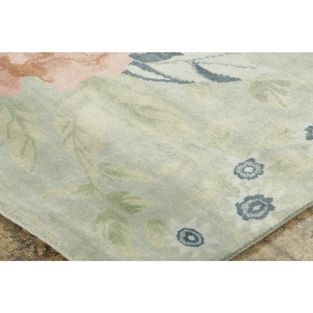 2020s Chinese Art Deco Style Square Floral Wool Rug by Rug & Kilim, India For Sale - Image 5 of 8