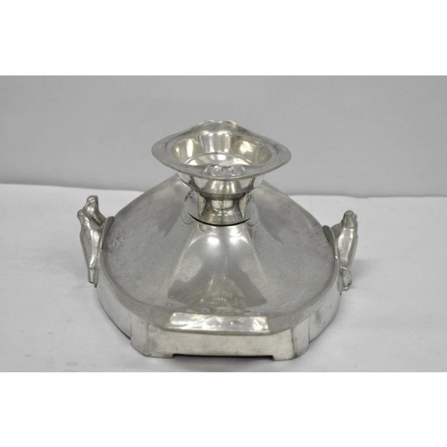 Antique Kayserzinn 4640 German Art Nouveau Pewter Metal Serving Platter W Birds For Sale - Image 16 of 18