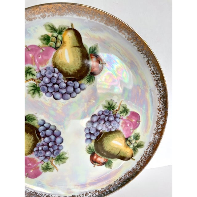 1940s Hollywood Regency Gold Fruit Porcelain Plate and Platter Set - Set of 9 For Sale - Image 4 of 8
