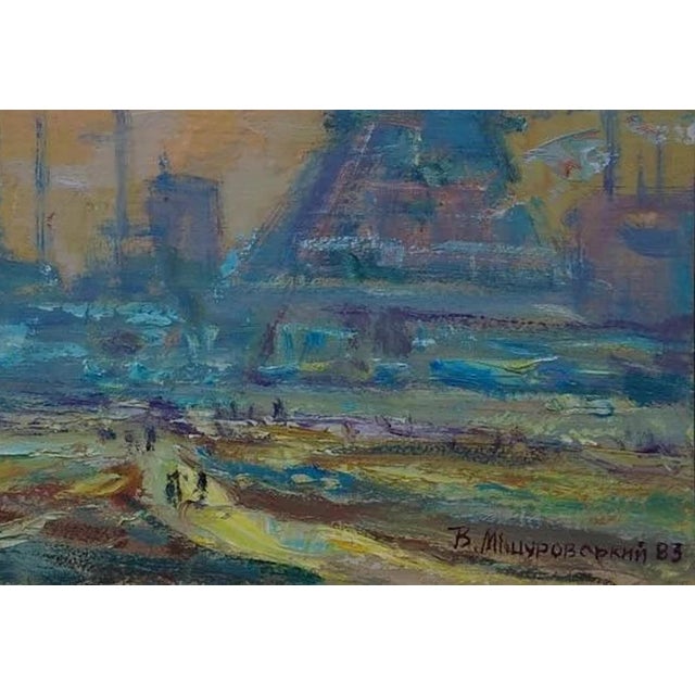 Industrial Landscape Oil Painting, Soviet Ukrainian Art, 1983 34,5-51 For Sale - Image 6 of 6