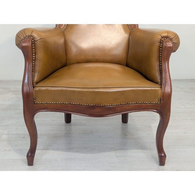 Chippendale Leather Armchair, 1960s For Sale - Image 9 of 18