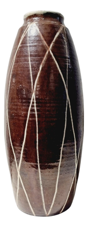 Large Vintage Chocolate Brown Ceramic Floor Vase, 1960s