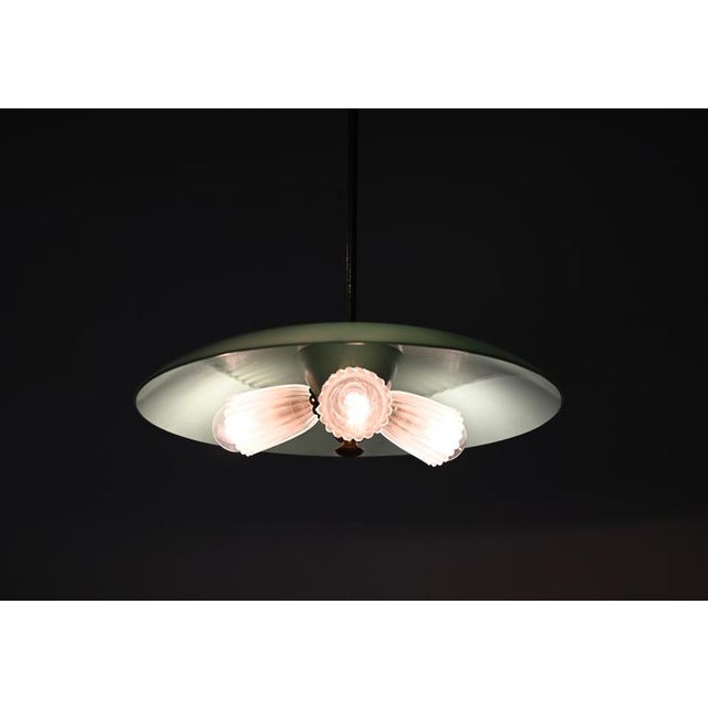 Fontana Arte Chandelier in Turquoise Glass, Brass and Murano Glass, Italy, 1950s For Sale - Image 12 of 15