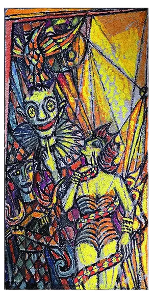 Emil Betzler, Harlequins 1, German Expressionist Painting