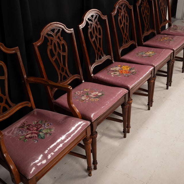 Bernhardt 1920s Bernhardt Antique American Mahogany Chippendale Dining Chairs With Needlepoint Covers - Set of 6 For Sale - Image 4 of 12