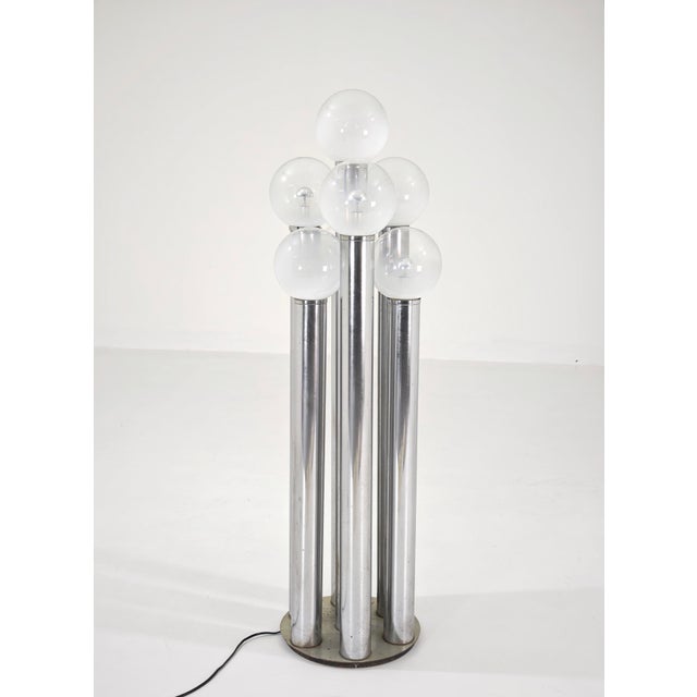 Mid-Century Modern Space Age Floor Lamp in Chromed Metal and Murano Glass by Goffredo Reggiani, Italy, 1970s For Sale - Image 14 of 16
