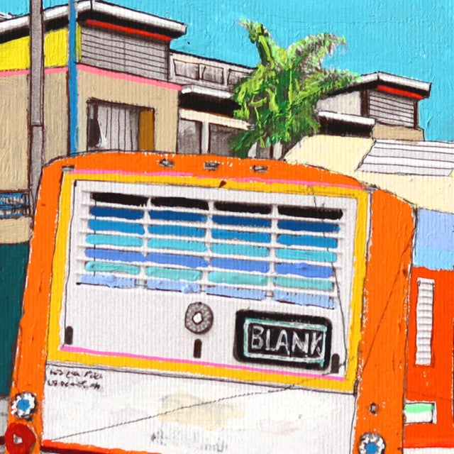 Bus Stop at Manhattan Beach - Original Color Drenched Urban Landscape Still Life Artwork Framed by Fabio Coruzzi For Sale - Image 4 of 6