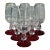 1940s Art Deco Cordial Glasses With Ruby Glass Foot- Set of 6 For Sale