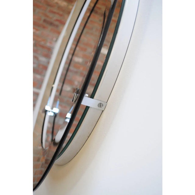 Metal Italian Modernist Smoked Glass Circular Wall Mirror by Veca For Sale - Image 7 of 12