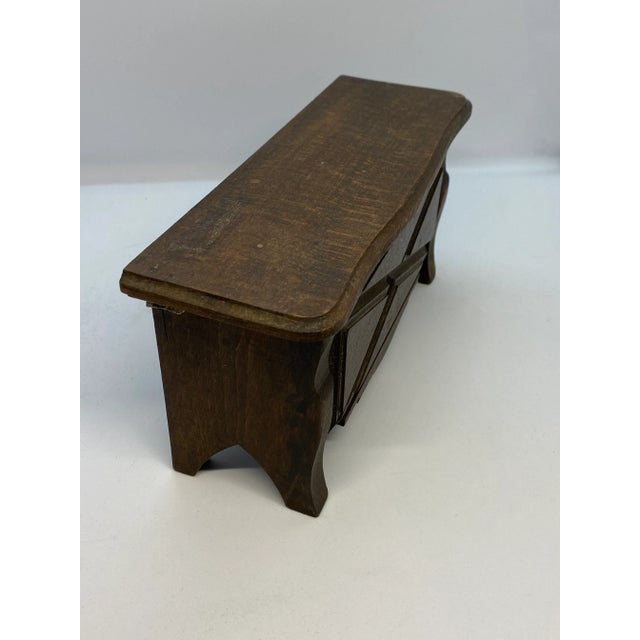 Late 19th Century 1920’s Primitive French Country Cherry Wood Jewelry Casket For Sale - Image 5 of 13