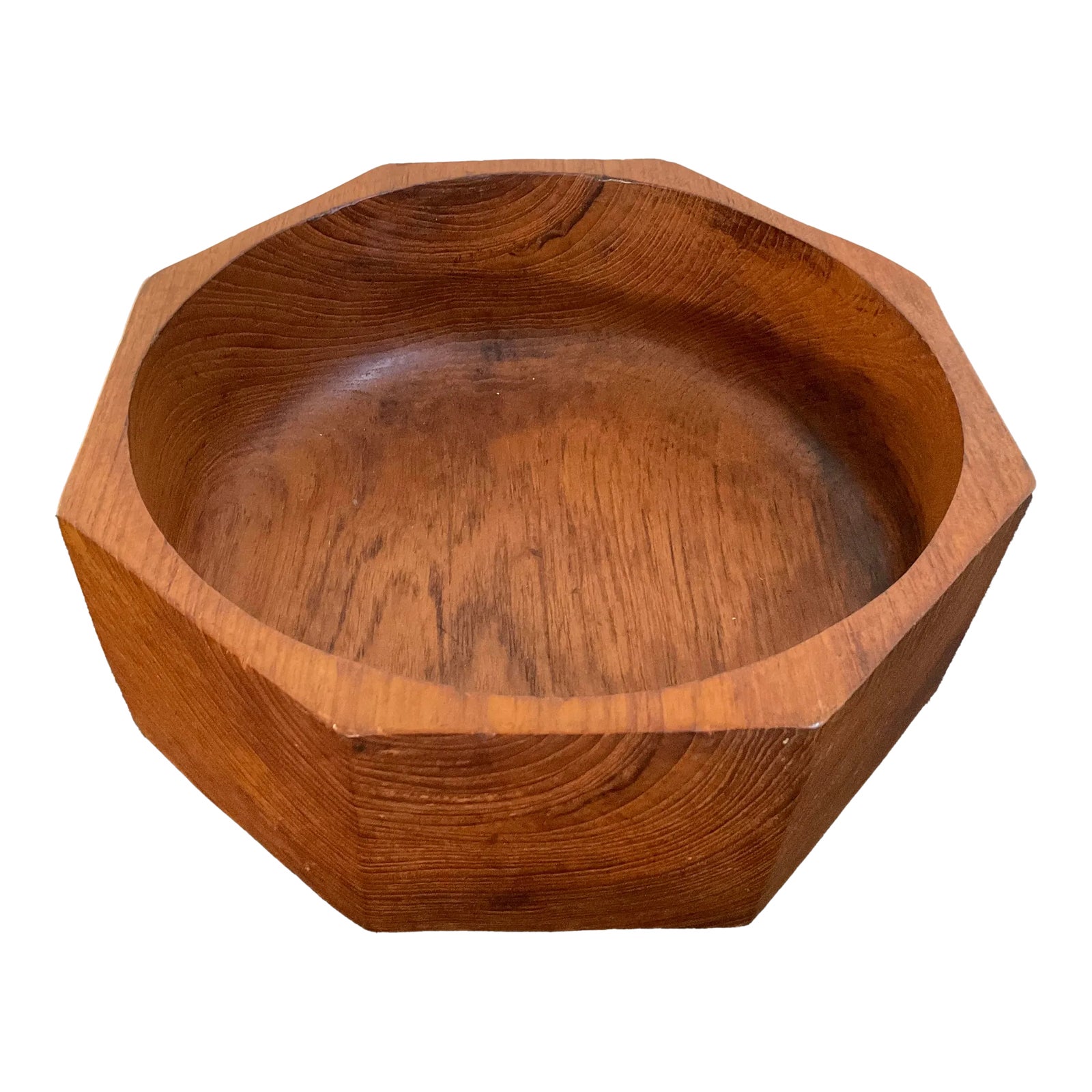Vintage Mid-Century Danish Modern Solid Teak Wood Octagon Bowl | Chairish