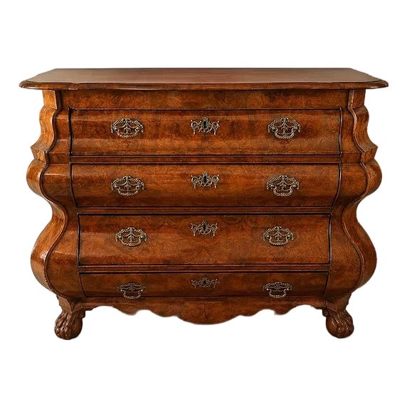 Antique Burr Walnut Dutch Bombay Chest of Drawers For Sale