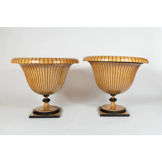 Maple Planters with Ebony Inlays, 1930s, Set of 2, in Worn conditions. Designed 1920 to 1949
