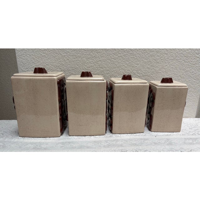 Vintage Handcrafted Pottery Groovy Ceramic Kitchen Canisters, Set of Four For Sale In Sacramento - Image 6 of 12