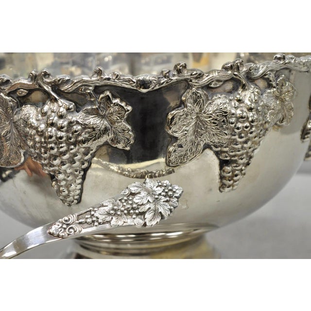Vintage Grapevine Cluster Silver Plated Footed Punch Bowl Champagne Ice Bucket For Sale - Image 18 of 18
