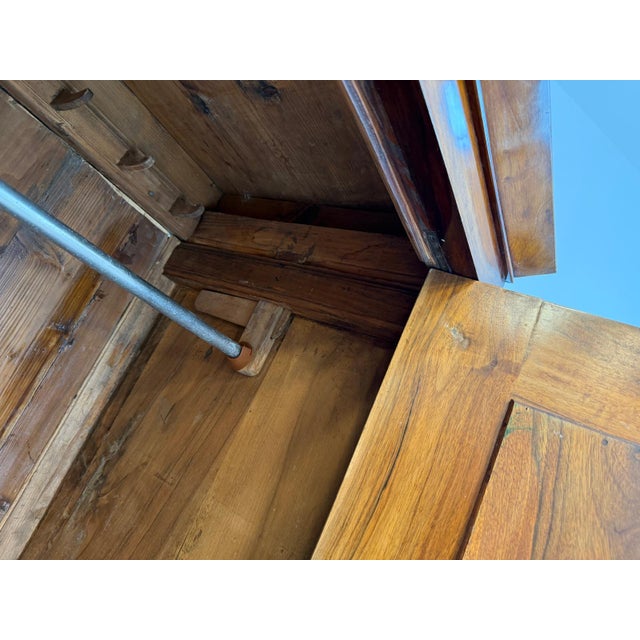 Wood Original Biedermeier Wardrobe in Walnut Veneer with Clothes Rail For Sale - Image 7 of 10