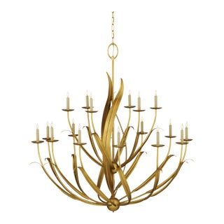 Currey & Company Menefee Large Gold Chandelier For Sale