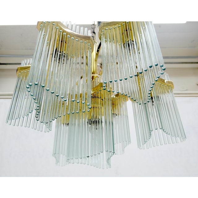 Mid-Century Modern Glass Rod Prisms Gaetano Sciolari Chandelier Light Fixture Stunning. For Sale - Image 3 of 18