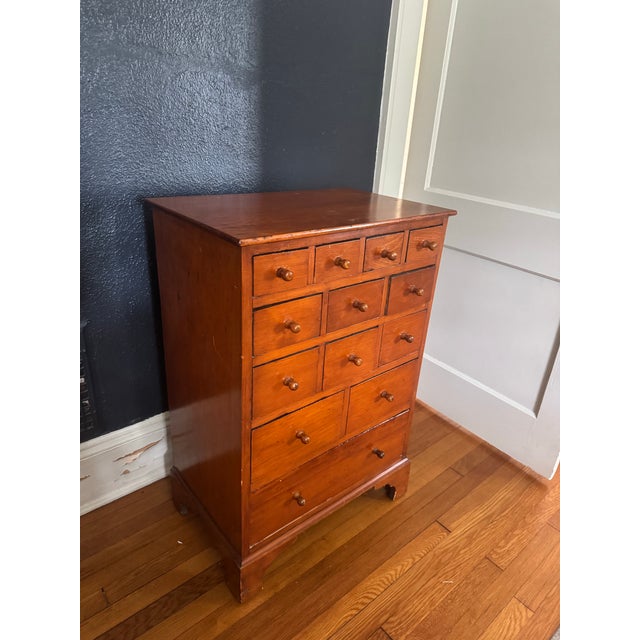 Brown Antique English Country Style 13-Drawer Chest in Warm Wood Finish For Sale - Image 8 of 8