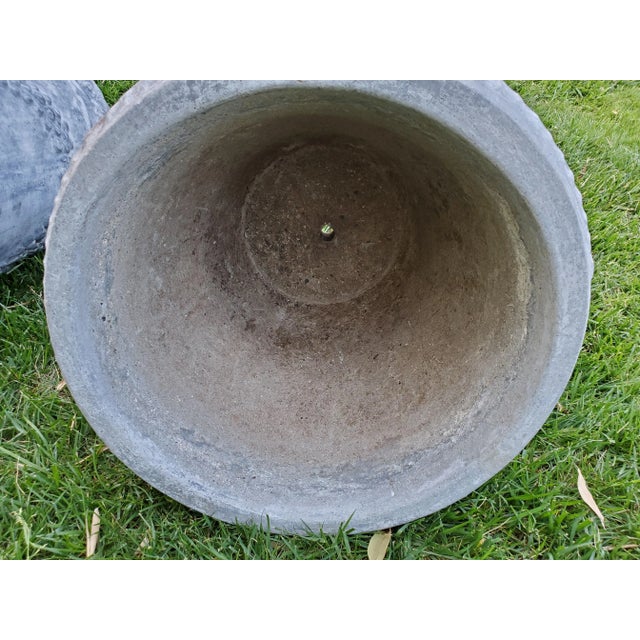 Pair of Large Cast Stone Concrete Neoclassical Style Garden Planters For Sale - Image 12 of 13