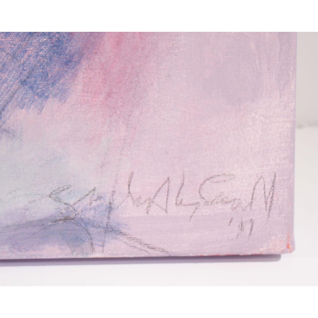 Abstract Signed Acrylic and Charcoal on Canvas Painting by Shirley Aley Campbell For Sale - Image 3 of 9