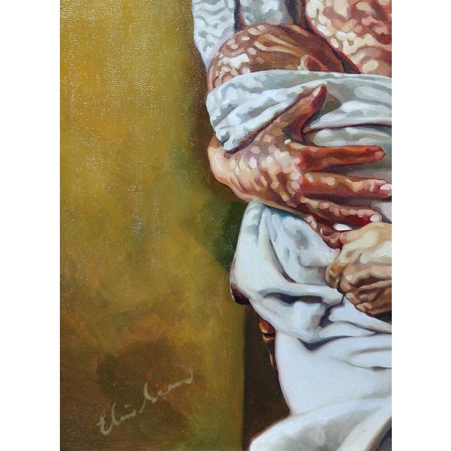 Brown Elin Sian Blake, First Light, Mother & Baby with Welsh Blanket, 21st Century, Oil on Canvas For Sale - Image 8 of 18