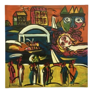 1990s Cubist Style Abstract Acrylic Painting by Peter Keil