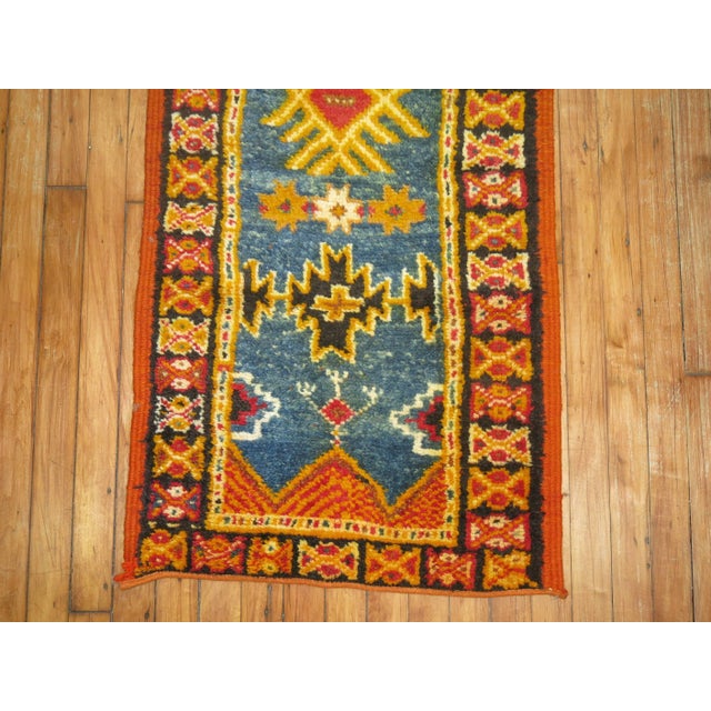 Mid-Century Modern Blue Vintage Moroccan Rug - 2' x 4'9" For Sale - Image 3 of 6