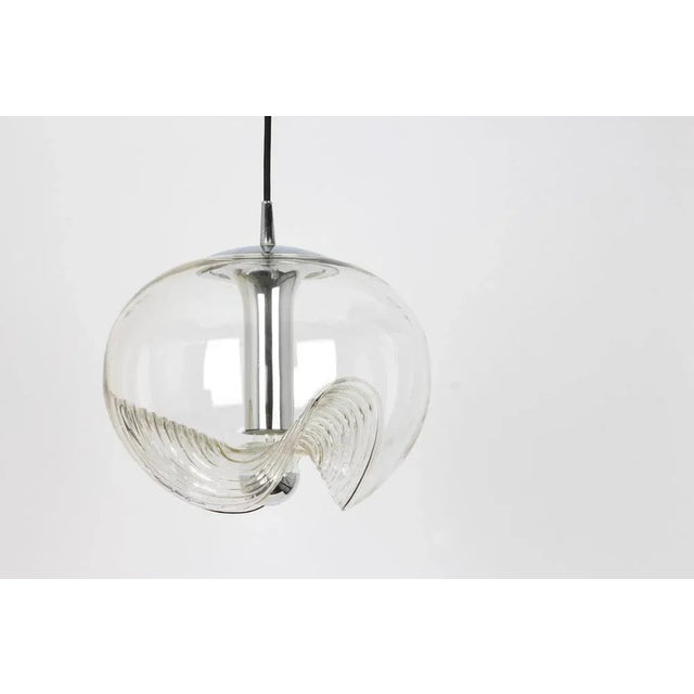 Large Clear Glass Pendant Light by Koch & Lowy for Peill & Putzler, Germany, 1970s For Sale - Image 8 of 13