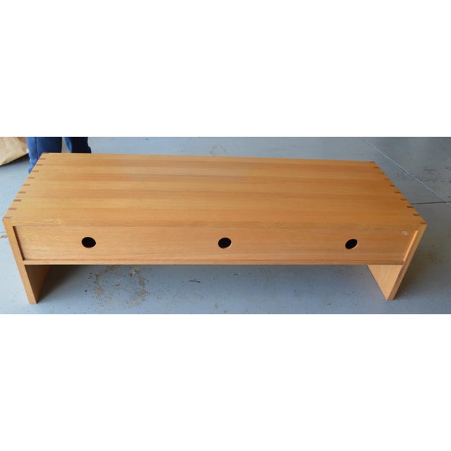 1960s Mid-Century Modern Japanese Oak Solid Wood Coffee Table TV Media Cabinet Console Sideboard For Sale - Image 5 of 8
