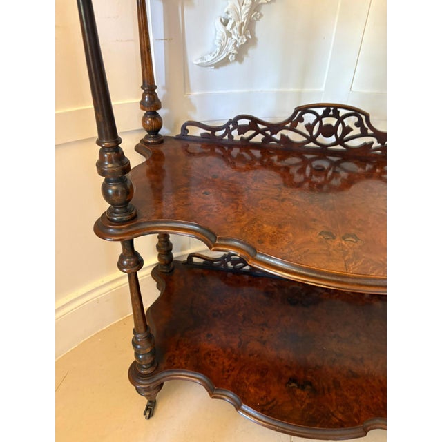 Antique Victorian Burr Walnut Whatnots, 1860, Set of 2 For Sale - Image 12 of 13