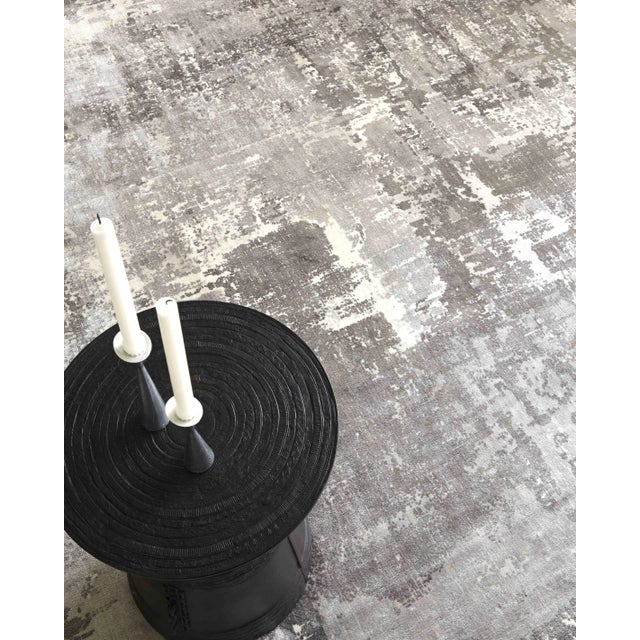 Wood Bridgewater Hand loom Bamboo Silk Gray Ivory Multi Rug - 10'x14' For Sale - Image 7 of 9