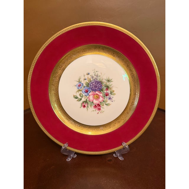 Art Deco Rosenthal Bavaria #5554 Red and Gold Dinner Plates 11" - Set of 12 ca.1939 For Sale - Image 3 of 16