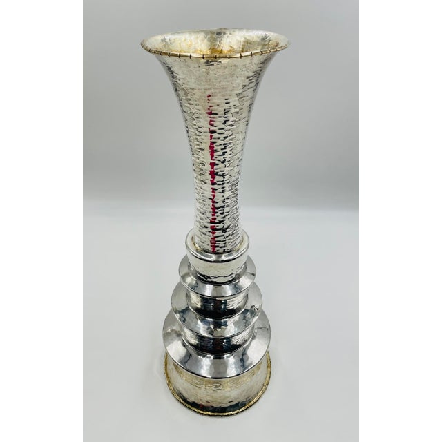 1980s 1980s Rare Emilia Castillo Sculptural Silver-Plated Vase or Candle Holder, Mexican For Sale - Image 5 of 17