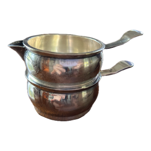 1970s Silver-Plate Stacked Portable Creamer and Sugar Set- 2 Pieces