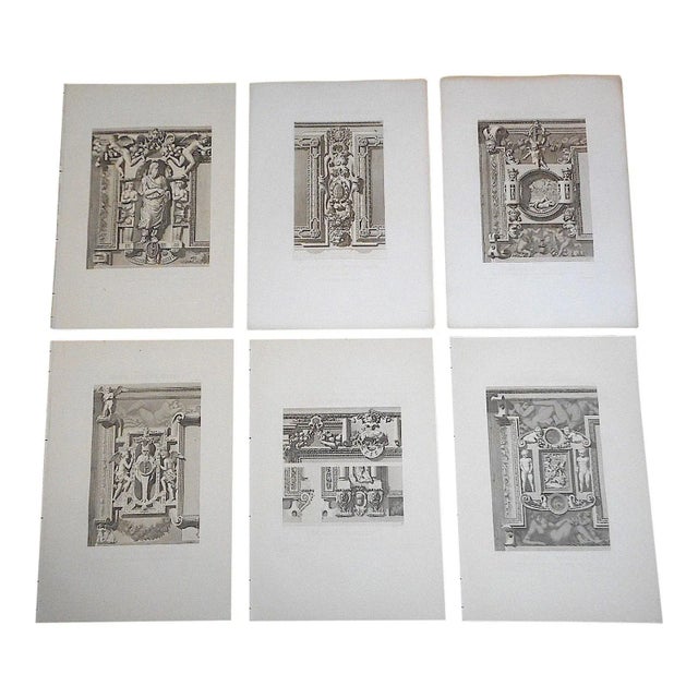 Printmaking Materials Antique 19th C Engravings-Palais De Fontainebleau-Architectural Details-Paris-Set of 6 For Sale - Image 7 of 7